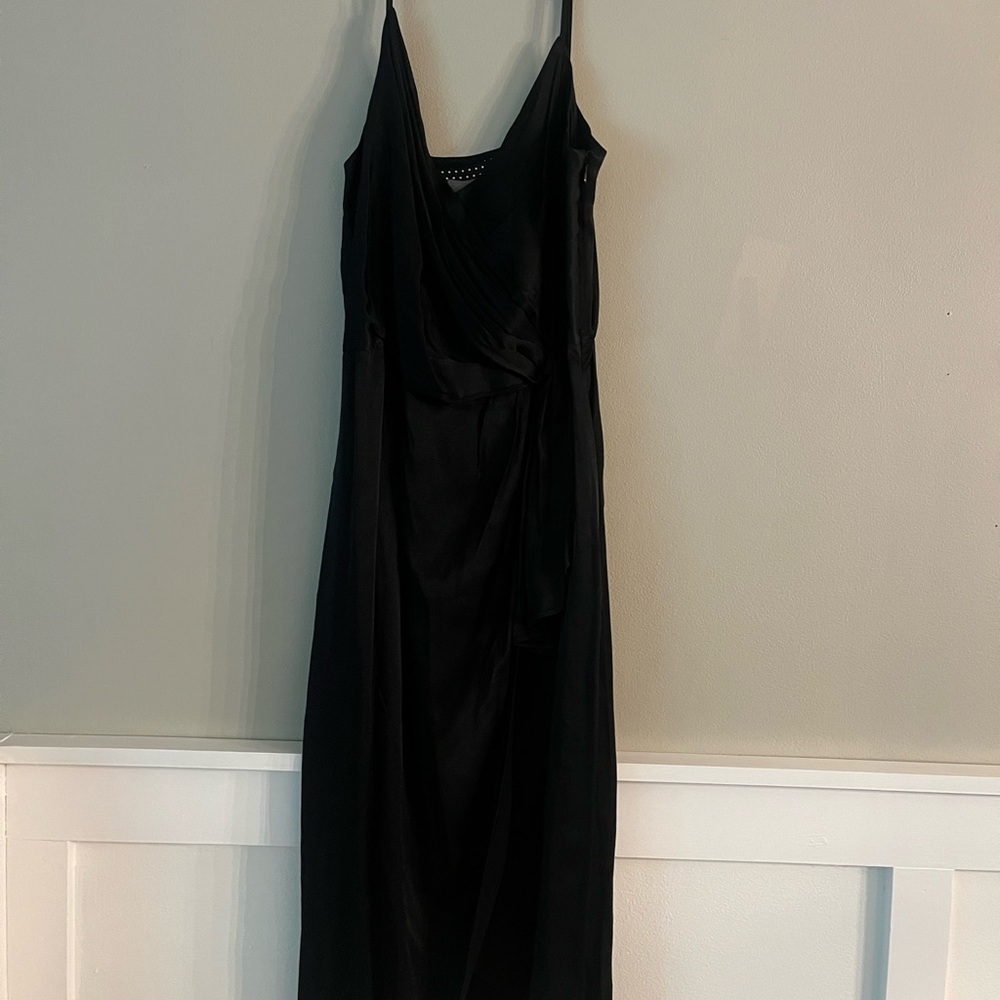 Black Spaghetti Strap Cowl Neck Maxi Dress
